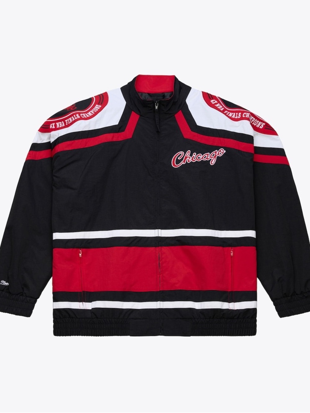 Chicago Bulls Black 6x NBA Finals Champions Throwback Full-Zip Windbreaker